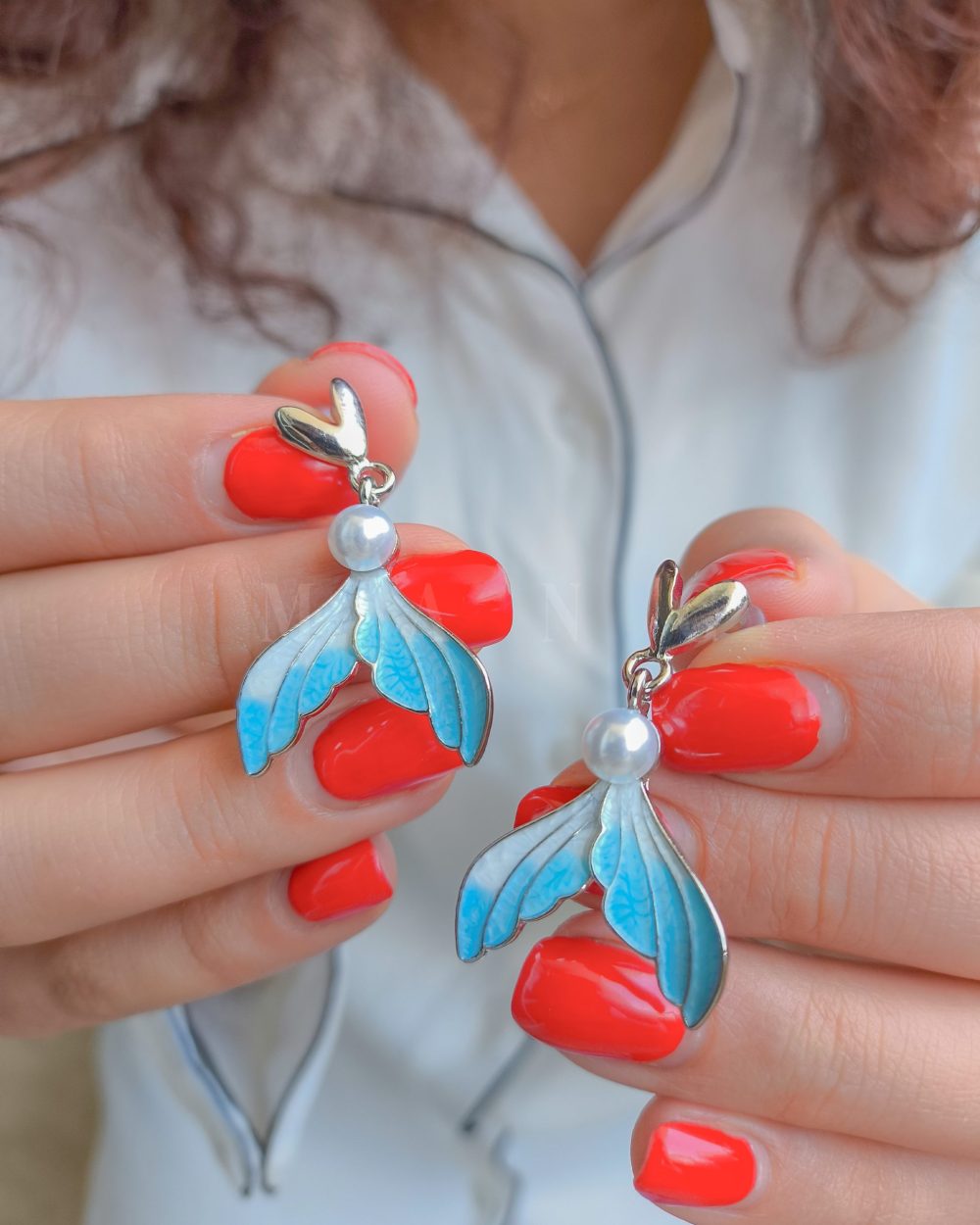 گوشواره میناکاری دم وال