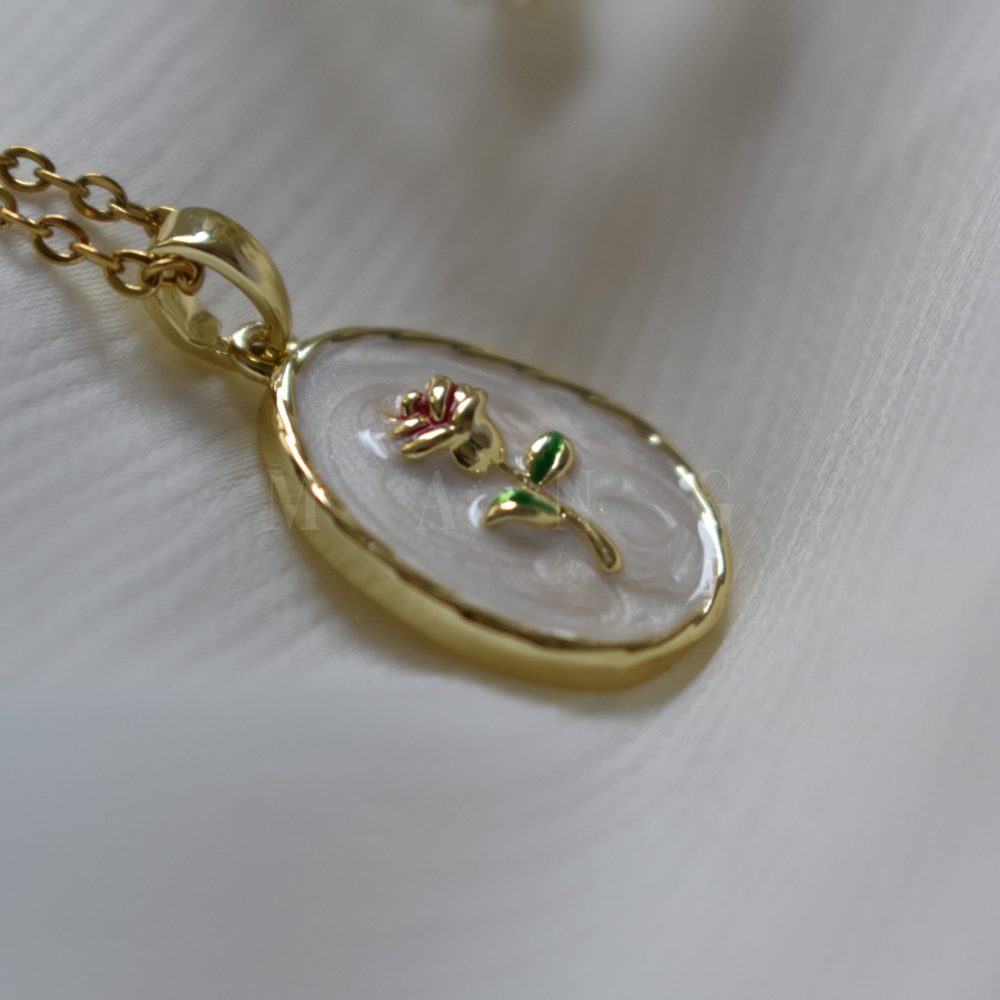 گردنبند میناکاری گل رز