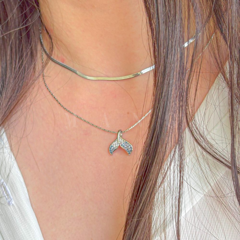 گردنبند طرح وال فیروزه‌ای