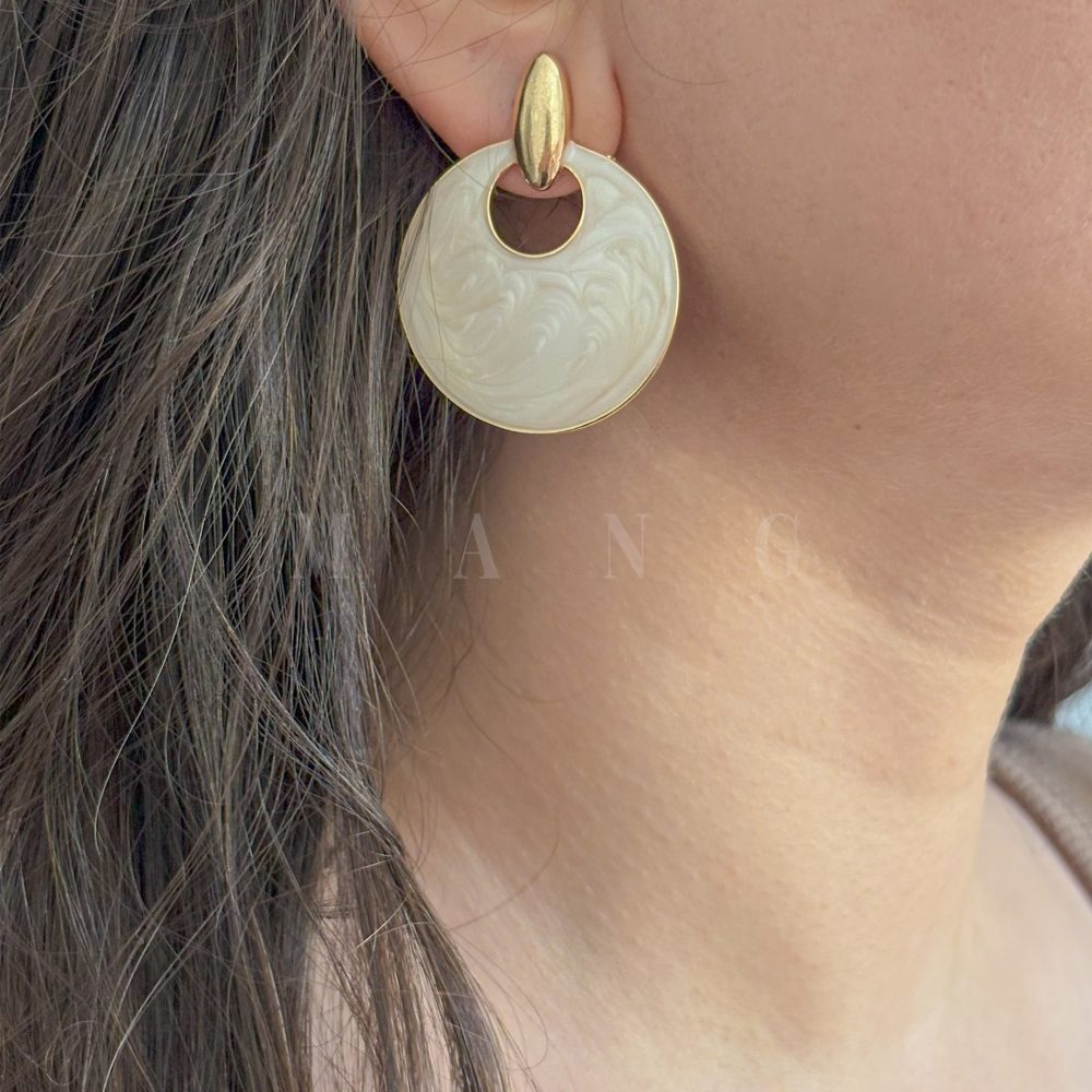 گوشواره دایره میناکاری – آبکاری رادیوم درجه یک